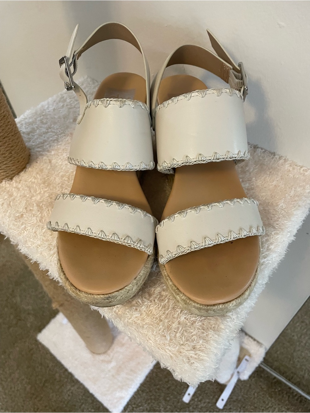 Dolce Vita White Double-Strap Espadrille Sandals